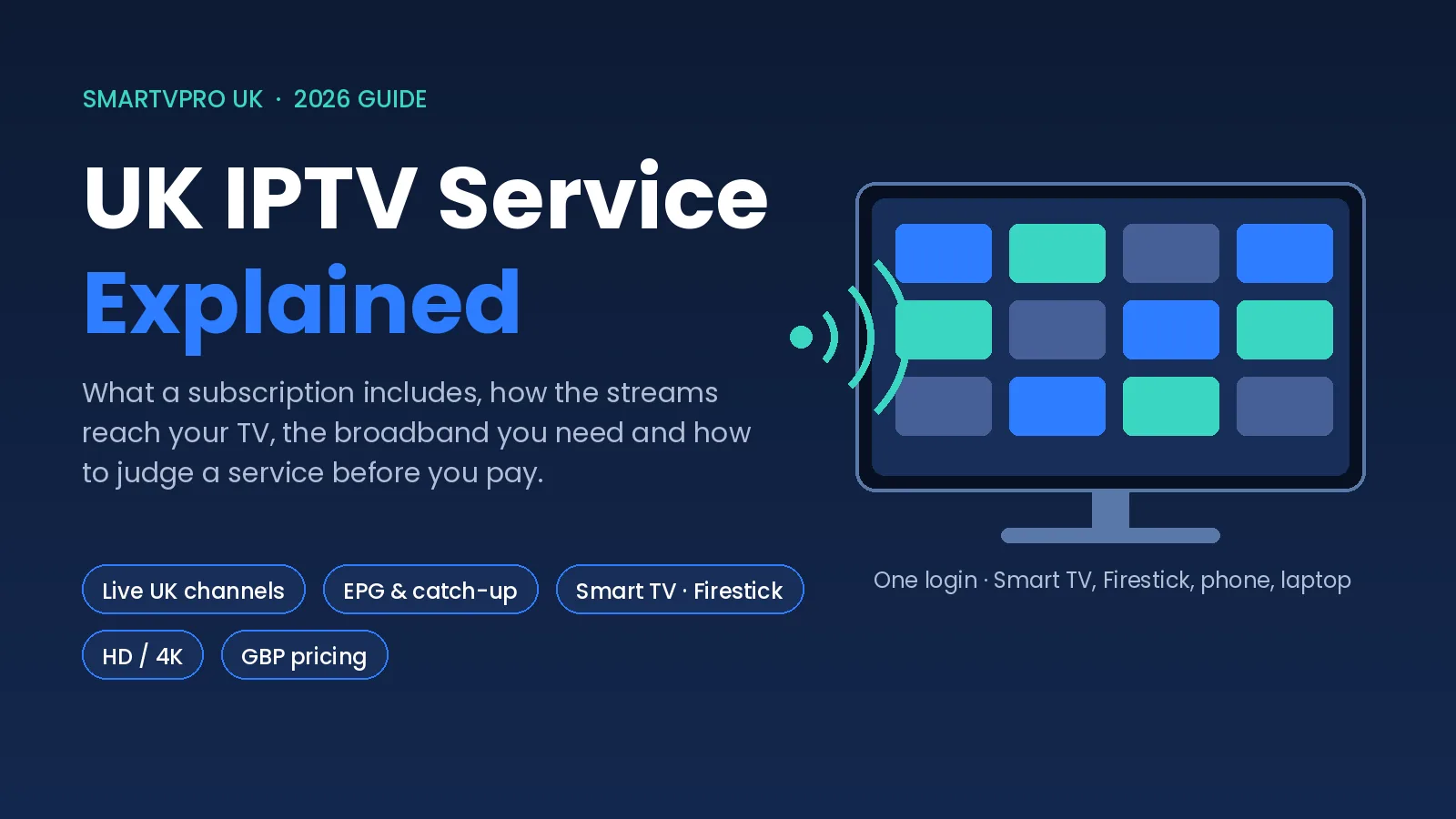 UK IPTV service explained 2026: what a subscription includes, how streams reach your TV and what to check